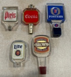 LOT OF (5) BEER TAP HANDLES -- LITE, COORS, BROWN, FOSTERS, AND PIELS
