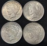 (4) 1922 Peace Silver Dollars