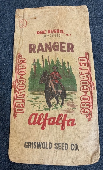 RANGER ALFALFA "GRISWOLD SEED CO." SEED SACK