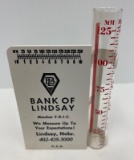BANK OF LINDSAY ADVERTISING RAIN GAUGE
