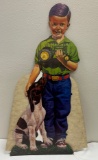 JOHN DEERE “BOY WITH TOY TRACTOR & DOG” CARDBOARD STANDUP STORE DISPLAY