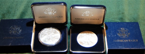 (2) 2009 UNC Silver American Eagle Dollar in case.