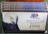 (4) S-1999 US Mint 50 State Quarters Proof Set (DE, PA, NJ, GA, CT) in OG Box.