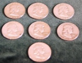 Lot of 7 Franklin Half Dollars. Includes: 1953-D, 1954, 1958-D, 1962-D, (3) 1963-D.