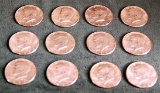 Lot of 12 Kennedy Half Dollars. 1965-1969.