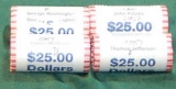 2007 President Dollar Coins in $25 Roll W/ Jefferson, Madison, Washington, Adams (4 Rolls total)