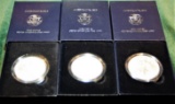 Lot of (3) 2010 UNC Silver American Eagle Dollar in Box w/ COA. 1-P & 2 W [one is Burnished]