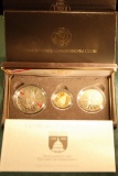 1989 W Proof Proclaiming the Triumph of Democracy Coin 3 Piece w, $5 Gold Coin Set in Box W/COA