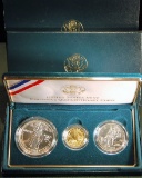 1992 W 3 Coin UNC Set –The Columbus Quincentenary Coin Set w/ $5 Gold Coin. in Box W/COA