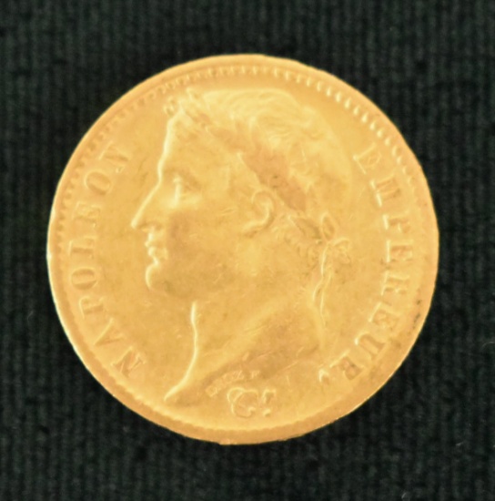 1808 20 Franc Napoleon Gold Coin in folio