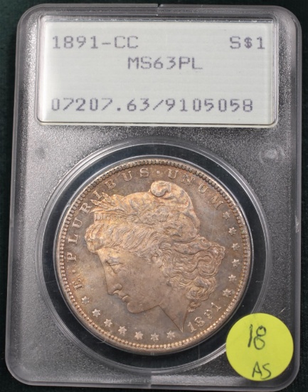 1891-CC Morgan Silver Dollar Graded PCGS MS-63 PL