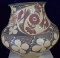 Santa Clara Jar by Lois Gutierrez de la Cruz tan w/ polychrome floral pattern