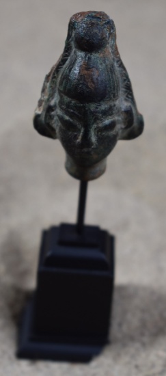 Egyto-Phoenician Bronze Head of a god, Iron Age - 12th-6th Century BCE
