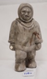 Thorn Art Canada Inuit Eskimo Stone Carved Figure Hunter w/ Spear