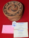 late 19th-early 20th Century Northwest Tlingit Rattle Top Basket w/ original lid