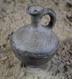 Middle Bronze Age Tel el Yahudiyeh Juglet with Perforated Design, & Black Glaze