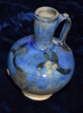 Persian Juglet w/ Handle, Black Underglaze w/ Blue Glaze, Seljuk Period, Kashan late 12th-13th centu
