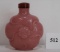 Chinese Snuff Bottle Pink Glass in Blossom Shape w/ Brown Glass Stopper