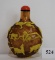 Chinese Snuff Bottle Brown Peking Glass W/ Yellow Overlay