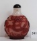 19th Century Peking Glass Snuff Bottle White w/ Red Dragon