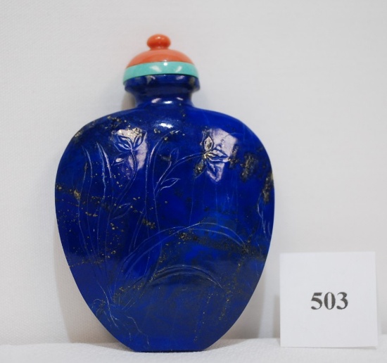 Deep Blue Lapis Lazuli Snuff Bottle Circa 1950-1975