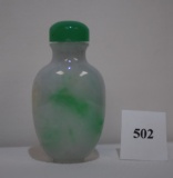 Jadeite Snuff Bottle Icy White/Green Splashes Circa 1840-1880