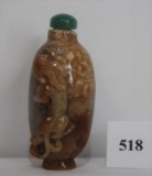 Chinese Snuff Bottle in Grey-green Jade With Dragon