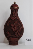 Carved Cinnabar Snuff Bottle