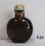 19th Century Agate Chinese Snuff Bottle Dark Brown