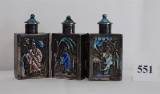 3 Silver Snuff Bottles Hinged Together