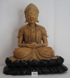 Carved Yellow Jade Seated Buddha Figure