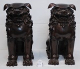 Pair of Large Bronze Chinese Foo Dogs 16 inches