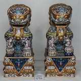 Pair of Cloisonné Foo Dogs (Lion Dogs) Sitting