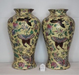 Pair of Yellow Porcelain Vases