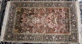 Silk Kashmir Keshan Rug 4 x 6 feet – Flowers & Birds Prayer Rug