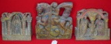 3 Old Wooden Decorative Carved Ornament Icons