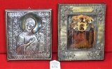 2 Russian Icons Mary Mother of God & Blessed Saints