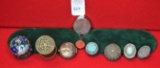 Lot of 8 Brass & Silver Circle Dresser & Pill Boxes