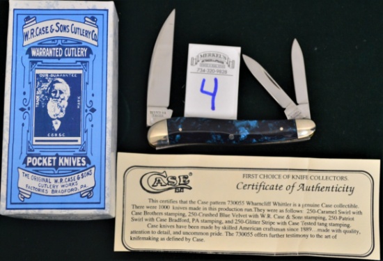 1994 W.R. Case & Sons Crushed Blue Velvet 3 Blade Wharncliff Whittler Serial #001