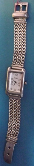 Carolee Ladies Sterling Wrist Watch, Swiss Movement, Marked .925 On Case And Band