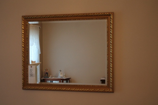 Beveled Glass Mirror w/ Gold Frame