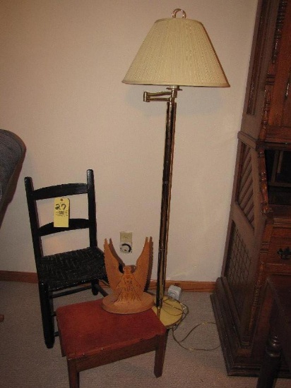 Sm. ladder-back chair - Ottoman - Lighted angel - Floor lamp
