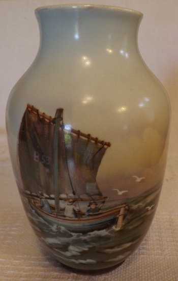 Royal Bayreuth Vase With Hand Painted Sailboat Scene