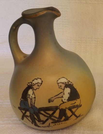 Weller Dickens Ware Pitcher With Checkers Game Scene