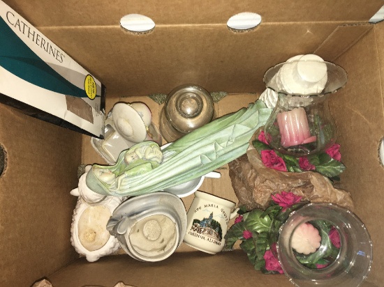 Planters, Religious Figurines, Candles, Emergency Light, Heating Pad, 4 Boxes