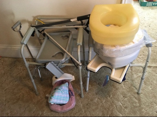 (2) Potty Chairs, Seat Booster, Grabbers