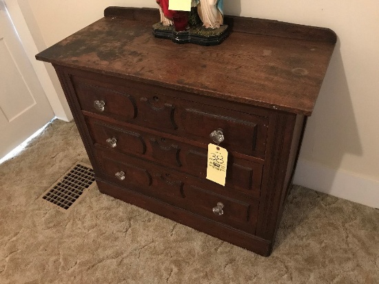 Victorian 3-Drawer Chest With Glass Pulls