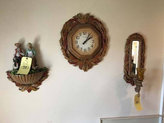 Homeco Quartz Clock With Wall Sconces And Figurines