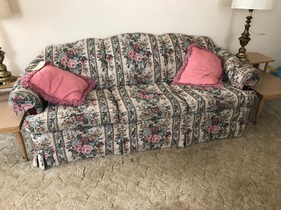 Smith Brothers 3 Cushion Sofa w/ Wood Trim 84.5" Wide