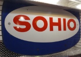 SOHIO Oval 2-Sided Porcelain Service Station Sign, Approximately 6' Long